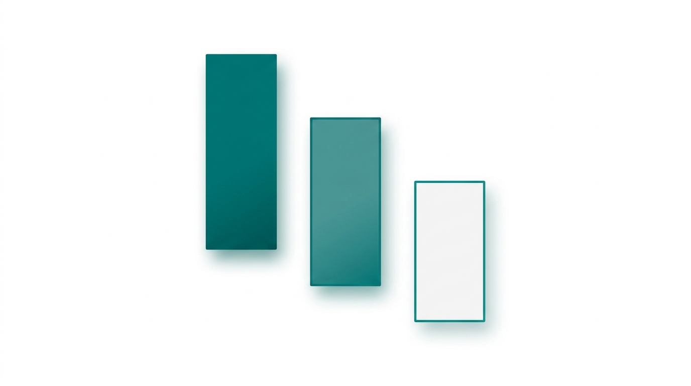 Three abstract geometric bars of descending height in teal tones representing the varying zero-click rates across different search query intent types.