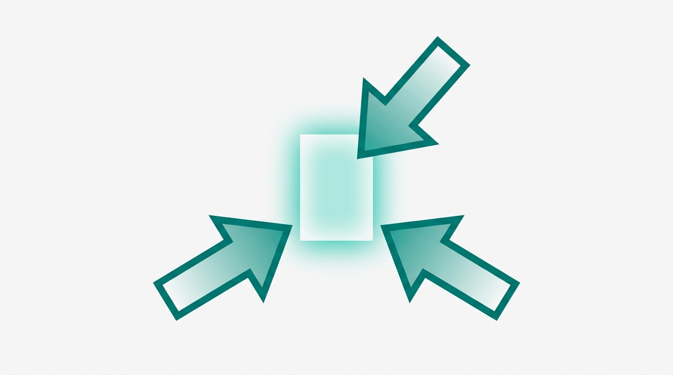 Three teal arrows converging from different directions onto a central glowing document, representing three distinct roles that a blog post introduction must fulfill simultaneously.