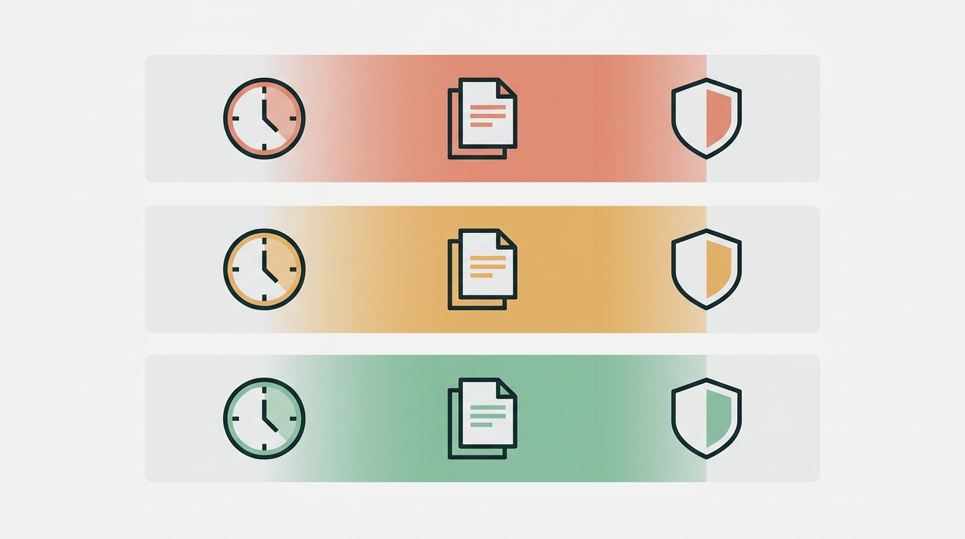 Three stacked horizontal rows with color-coded risk levels and abstract icons representing content tiers from low to high risk.