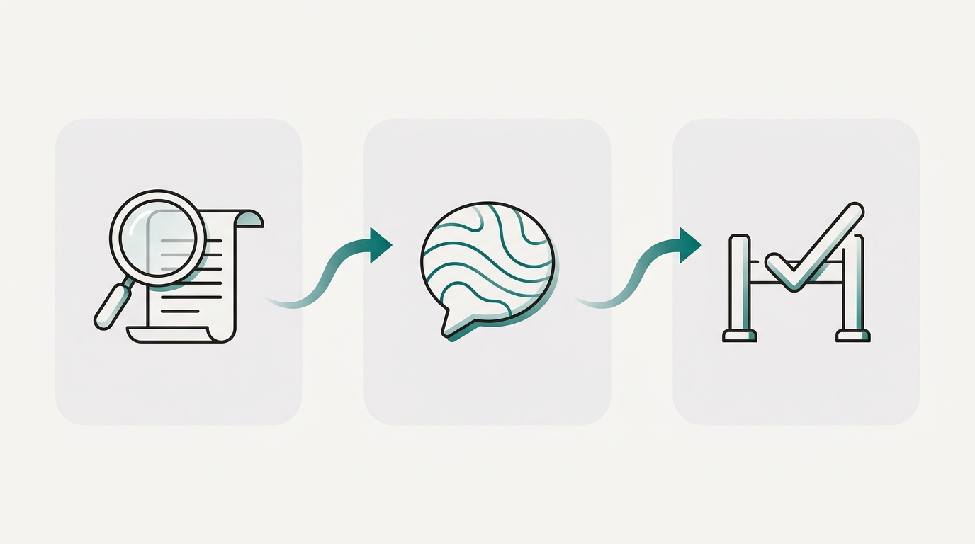 Three sequential role panels — Research Auditor, Brand Voice Editor, and Publish Gatekeeper — connected by flowing handoff arrows.