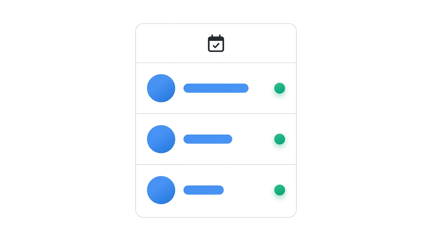 A vertical card with three competitor rows each showing an avatar, a summary bar, and a severity indicator representing a weekly Monday brief.